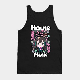 HOUSE MUSIC - Cute Kawaii Character (white/pink/mint) Tank Top